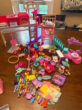 Barbie Pet Playset Accessories - Pink, Purple, Teal Toy Set